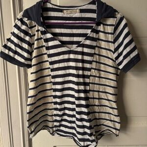 We the free yellow and blue striped shirt with collar XL